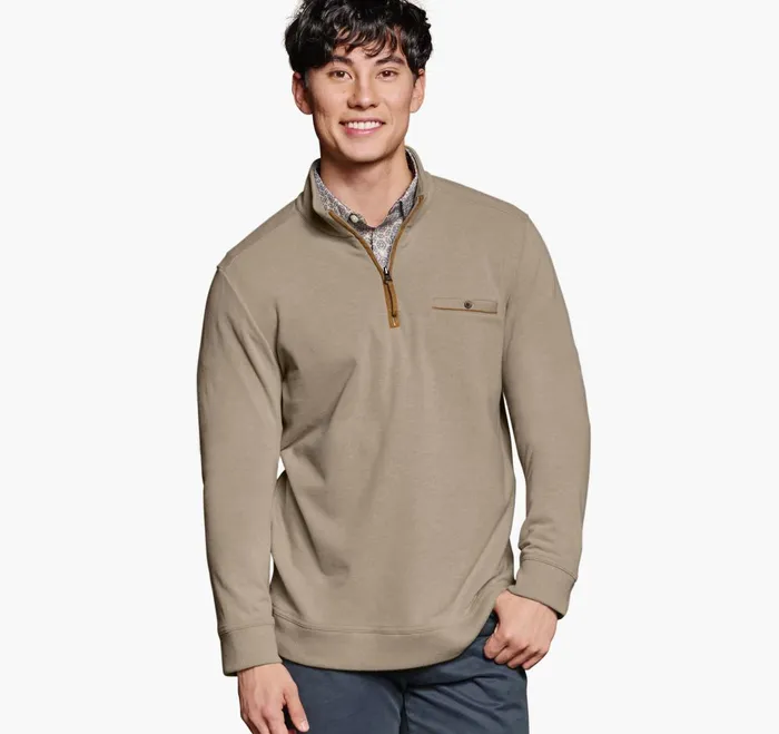 JohnstonandMurphy Sweaters and Knits Knit QuarterZip Oatmeal 8211 Men