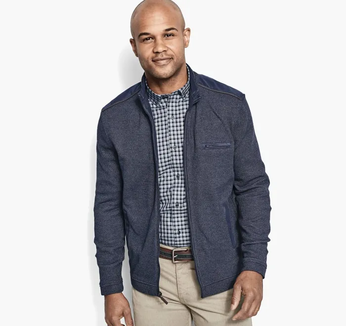 JohnstonandMurphy Sweaters and Knits Melange Knit FullZip Navy 8211 Men