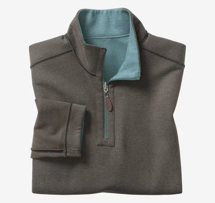 JohnstonandMurphy Sweaters and Knits Reversible Solid QuarterZip Emeraldbrown 8211 Men JohnstonandMurphy Sweaters and Knits Reversible Solid QuarterZip Emeraldbrown 8211 Men