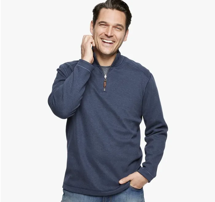 JohnstonandMurphy Sweaters and Knits Reversible Solid QuarterZip Navybrown 8211 Men JohnstonandMurphy Sweaters and Knits Reversible Solid QuarterZip Navybrown 8211 Men
