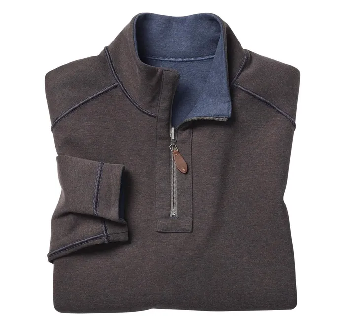JohnstonandMurphy Sweaters and Knits Reversible Solid QuarterZip Navybrown 8211 Men JohnstonandMurphy Sweaters and Knits Reversible Solid QuarterZip Navybrown 8211 Men