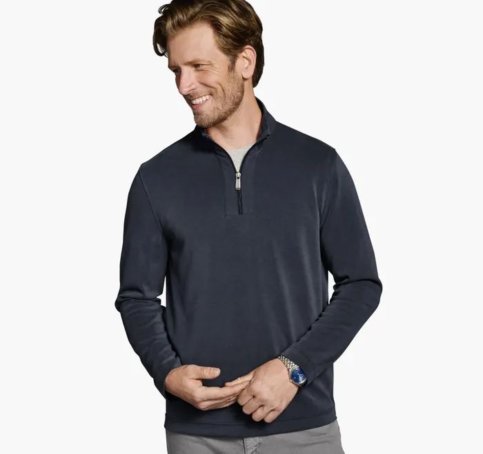 JohnstonandMurphy Sweaters and Knits Vintage Washed QuarterZip Navy 8211 Men