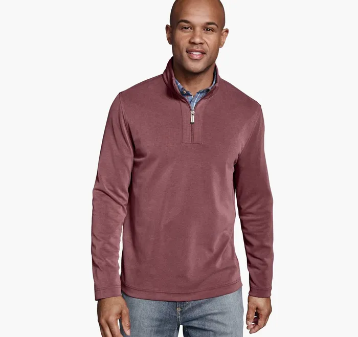 JohnstonandMurphy Sweaters and Knits Vintage Washed QuarterZip Red 8211 Men