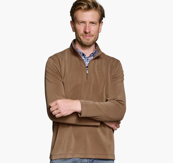 JohnstonandMurphy Sweaters and Knits Vintage Washed QuarterZip Rust 8211 Men