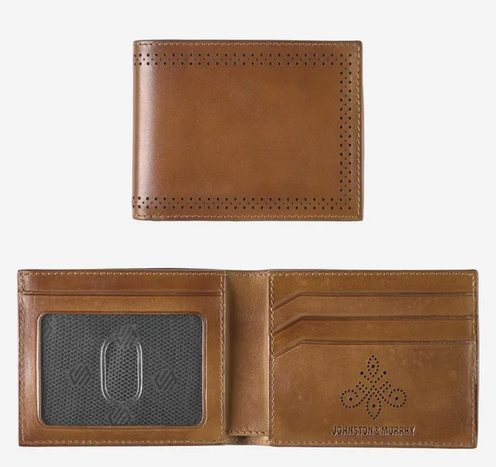 JohnstonandMurphy Wallets Hudson Perforated Billfold Brown Burnished 8211 Men