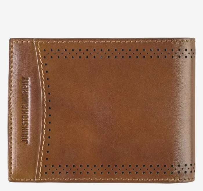 JohnstonandMurphy Wallets Hudson Perforated Billfold Brown Burnished 8211 Men JohnstonandMurphy Wallets Hudson Perforated Billfold Brown Burnished 8211 Men