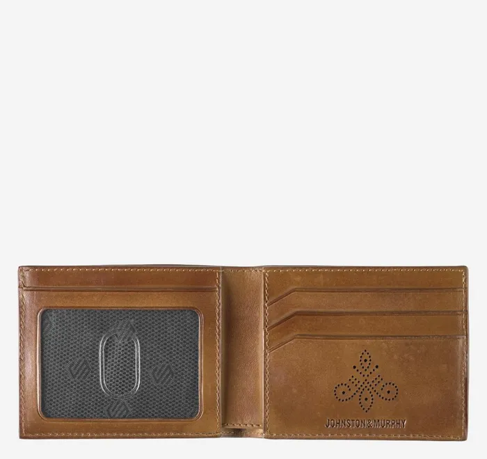 JohnstonandMurphy Wallets Hudson Perforated Billfold Brown Burnished 8211 Men JohnstonandMurphy Wallets Hudson Perforated Billfold Brown Burnished 8211 Men