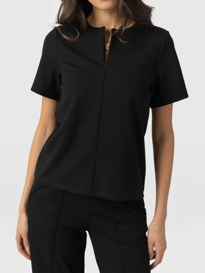 Keller Zip Up Tee 8211 Black Black Women Saint And Sofia TShirts and Tanks