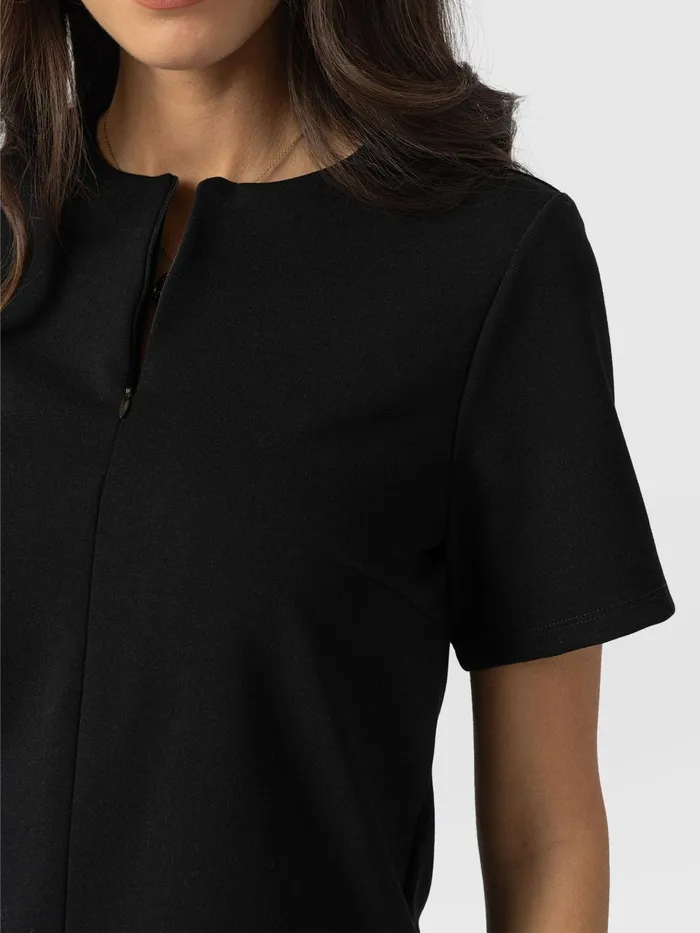 Keller Zip Up Tee 8211 Black Black Women Saint And Sofia TShirts and Tanks