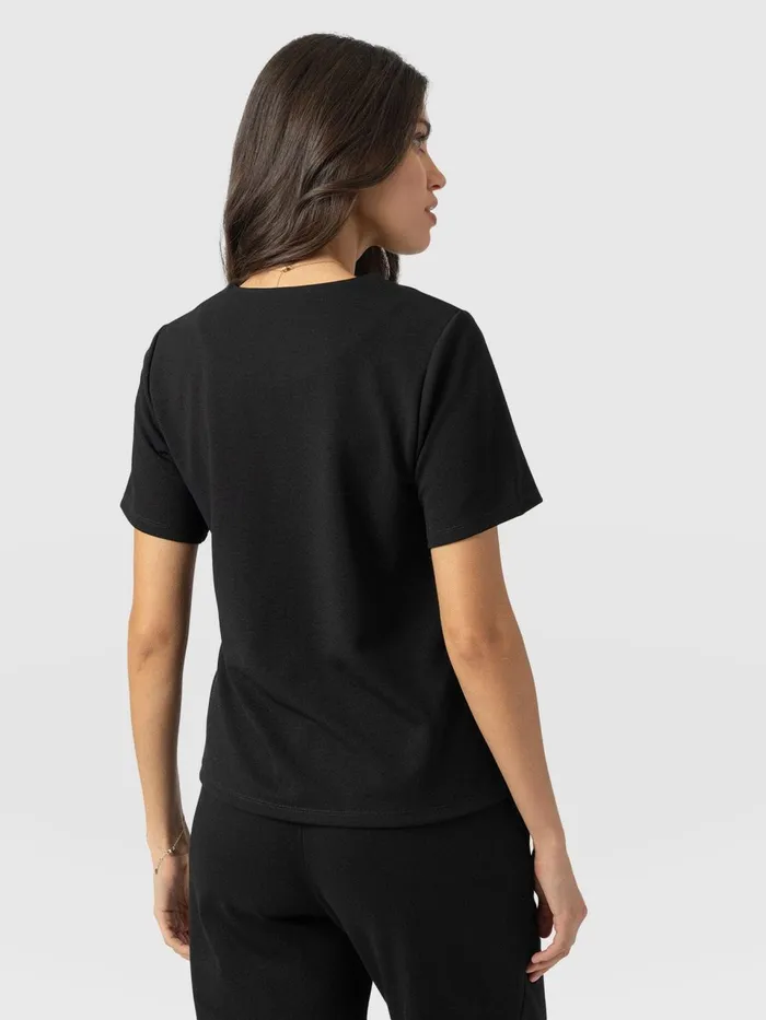 Keller Zip Up Tee 8211 Black Black Women Saint And Sofia TShirts and Tanks