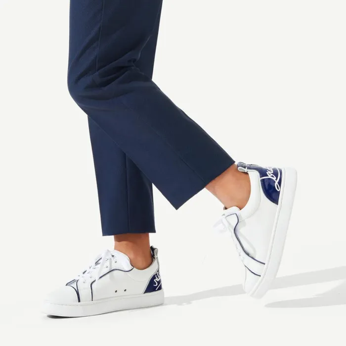 Kids Funnyto Lowtop Sneakers 8211 Calf Leather 8211 Blue Blue Christian Louboutin Sneakers