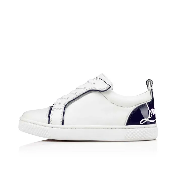 Kids Funnyto Lowtop Sneakers 8211 Calf Leather 8211 Blue Blue Christian Louboutin Sneakers