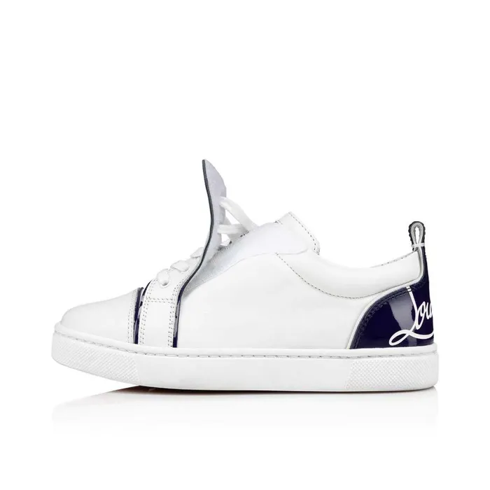 Kids Funnyto Lowtop Sneakers 8211 Calf Leather 8211 Blue Blue Christian Louboutin Sneakers