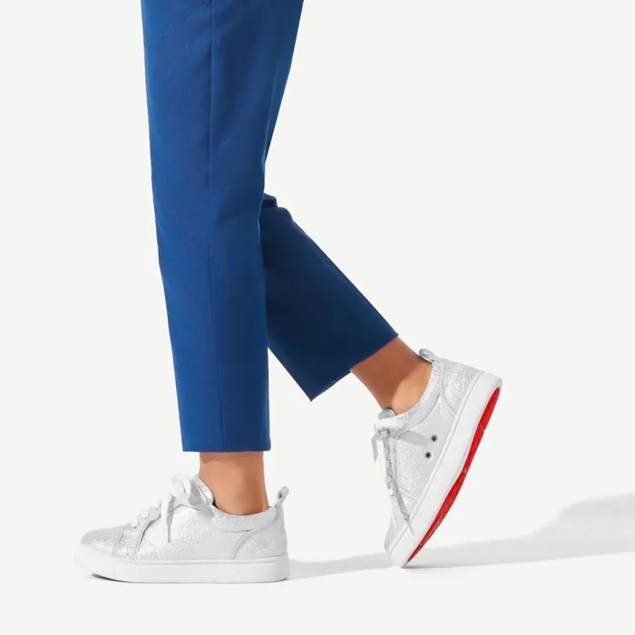 Kids Funnyto Lowtop Sneakers 8211 Nappa Leather 8211 Silver Silver Christian Louboutin Sneakers