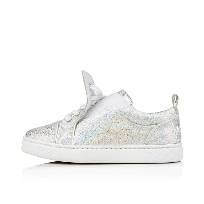 Kids Funnyto Lowtop Sneakers 8211 Nappa Leather 8211 Silver Silver Christian Louboutin Sneakers