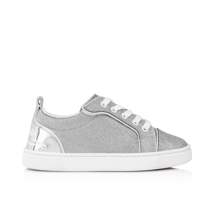 Kids Funnyto Sneakers 8211 Glittered Calf Leather 8211 Silver Silver Christian Louboutin Sneakers