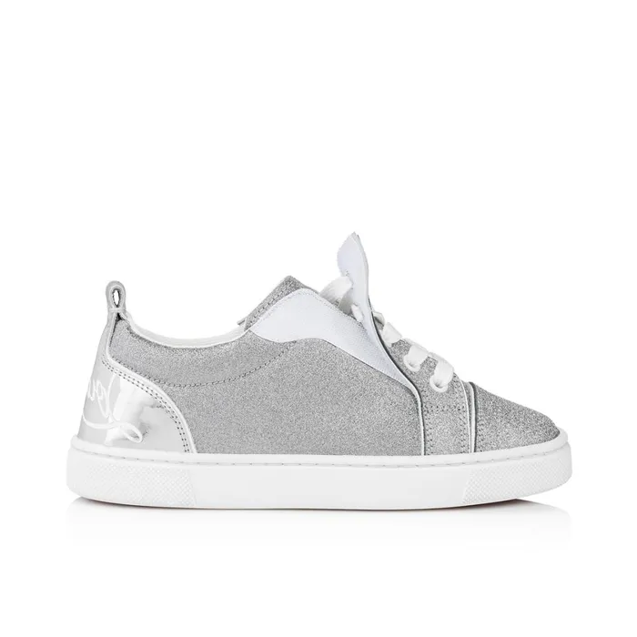 Kids Funnyto Sneakers 8211 Glittered Calf Leather 8211 Silver Silver Christian Louboutin Sneakers