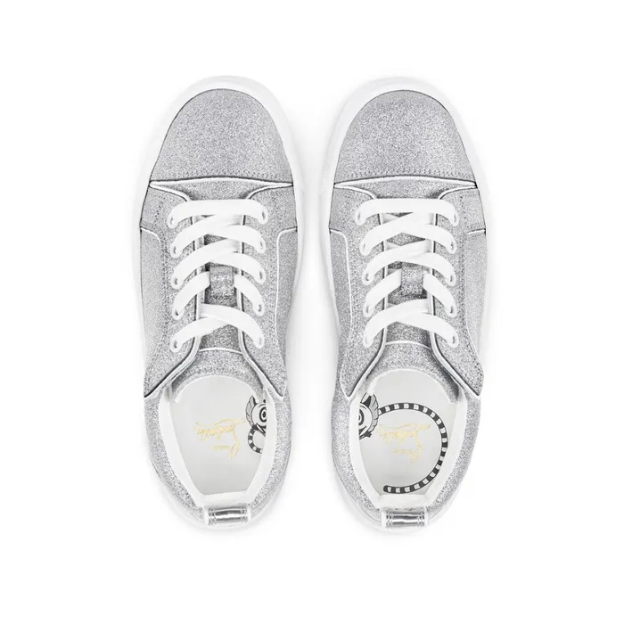 Kids Funnyto Sneakers 8211 Glittered Calf Leather 8211 Silver Silver Christian Louboutin Sneakers