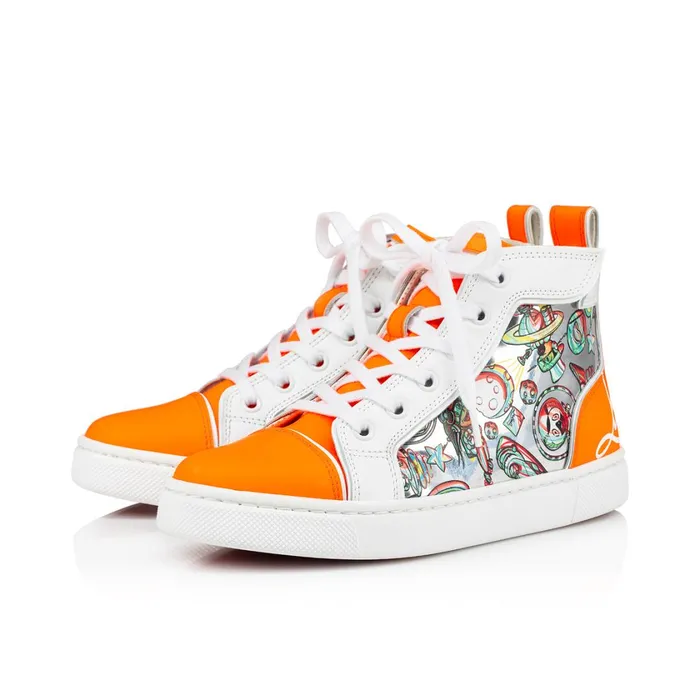 Kids Funnytopi Hightop Sneakers 8211 Fluo Calf Leather And Leather Spacy Loubi Print 8211 Orange Orange Christian Louboutin Sneakers Kids Funnytopi Hightop Sneakers 8211 Fluo Calf Leather And Leather Spacy Loubi Print 8211 Orange Orange Christian Louboutin Sneakers
