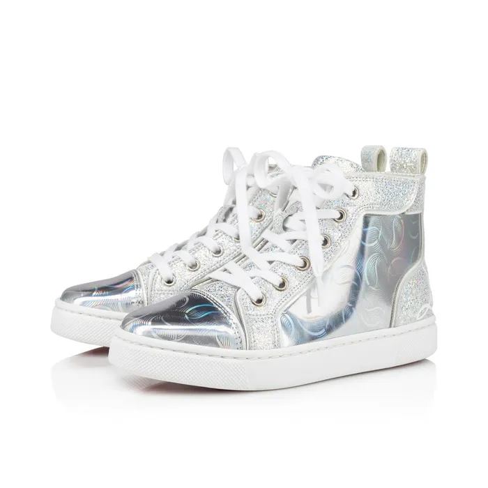 Kids Funnytopi Hightop Sneakers 8211 Monogrammed Calf Leather And Glittered Nappa Leather 8211 Aurore Borale Silver Christian Louboutin Sneakers Kids Funnytopi Hightop Sneakers 8211 Monogrammed Calf Leather And Glittered Nappa Leather 8211 Aurore Borale Silver Christian Louboutin Sneakers