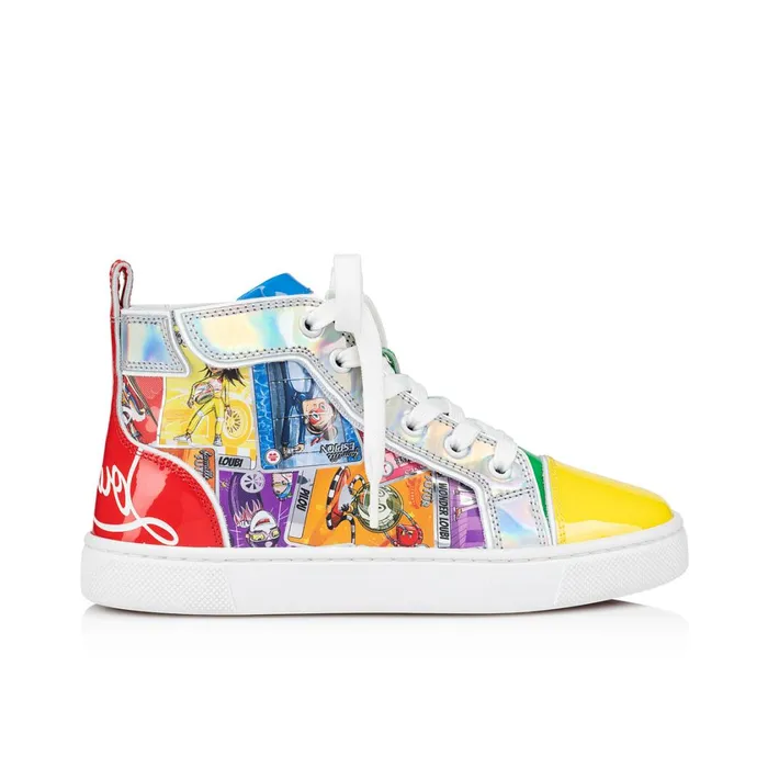 Kids Funnytopi Hightop Sneakers 8211 Specchio Leather Happy Loubies Print 8211 Multicolor Multicolor Christian Louboutin Sneakers