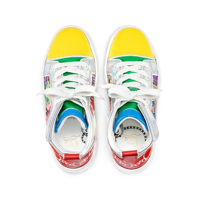 Kids Funnytopi Hightop Sneakers 8211 Specchio Leather Happy Loubies Print 8211 Multicolor Multicolor Christian Louboutin Sneakers