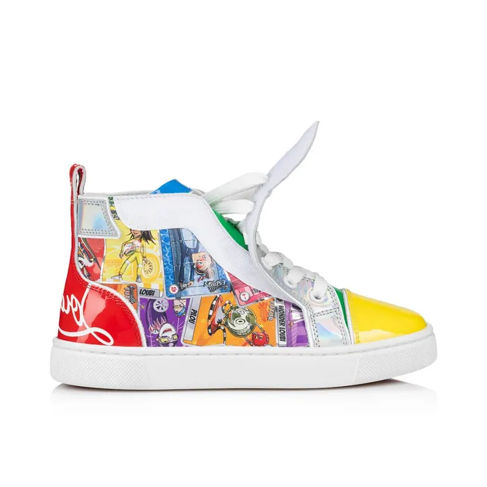 Kids Funnytopi Hightop Sneakers 8211 Specchio Leather Happy Loubies Print 8211 Multicolor Multicolor Christian Louboutin Sneakers