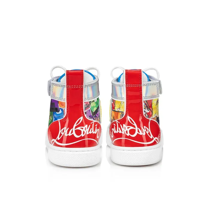 Kids Funnytopi Hightop Sneakers 8211 Specchio Leather Happy Loubies Print 8211 Multicolor Multicolor Christian Louboutin Sneakers