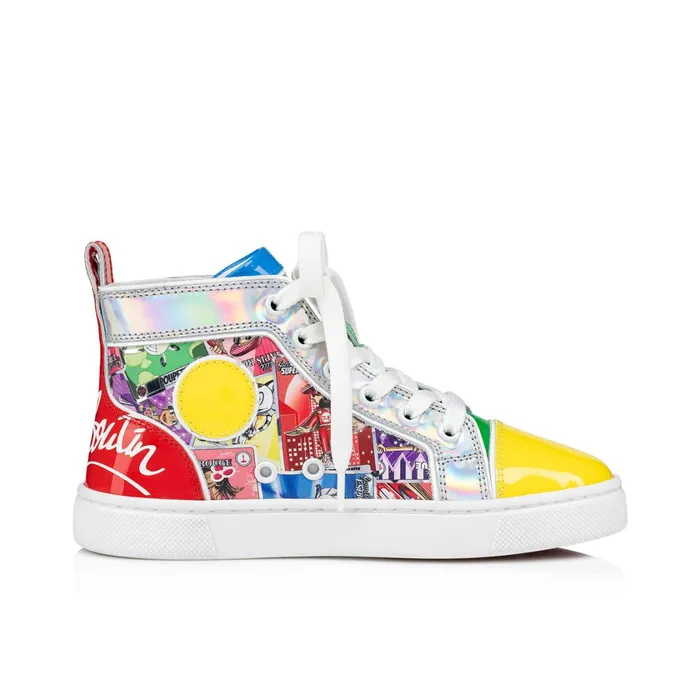 Kids Funnytopi Hightop Sneakers 8211 Specchio Leather Happy Loubies Print 8211 Multicolor Multicolor Christian Louboutin Sneakers