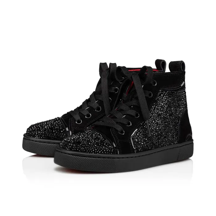 Kids Funnytopi Strass Hightop Sneakers 8211 Veau Velours And Strass 8211 Black Black Christian Louboutin Sneakers Kids Funnytopi Strass Hightop Sneakers 8211 Veau Velours And Strass 8211 Black Black Christian Louboutin Sneakers