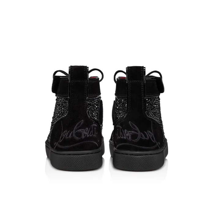 Kids Funnytopi Strass Hightop Sneakers 8211 Veau Velours And Strass 8211 Black Black Christian Louboutin Sneakers