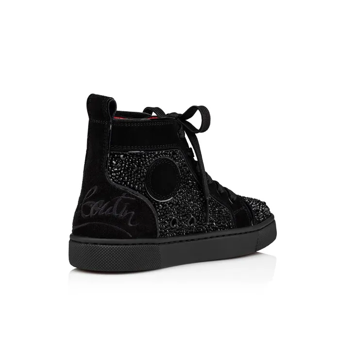 Kids Funnytopi Strass Hightop Sneakers 8211 Veau Velours And Strass 8211 Black Black Christian Louboutin Sneakers