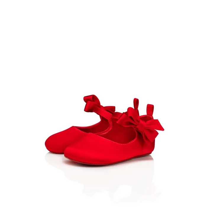 Kids Lou Babe Ballerinas 8211 Crepe Satin 8211 Loubi Red Christian Louboutin Girls Kids Lou Babe Ballerinas 8211 Crepe Satin 8211 Loubi Red Christian Louboutin Girls