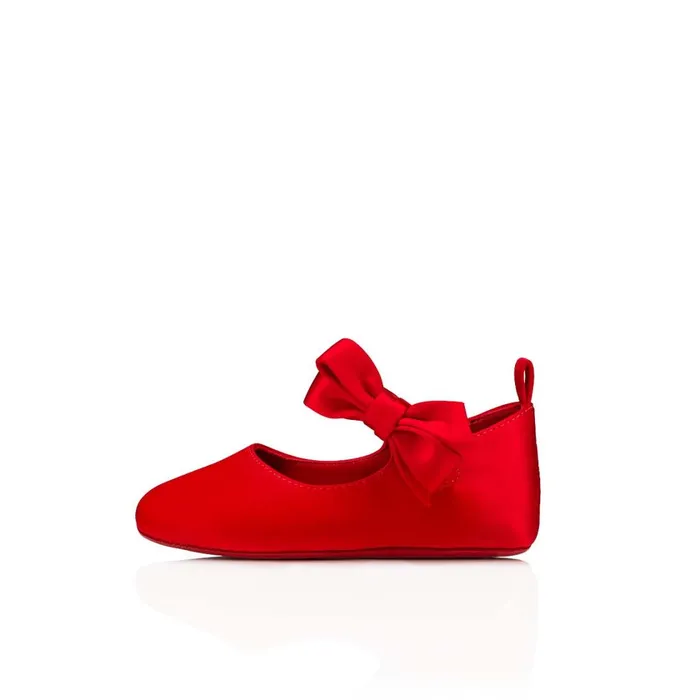 Kids Lou Babe Ballerinas 8211 Crepe Satin 8211 Loubi Red Christian Louboutin Girls