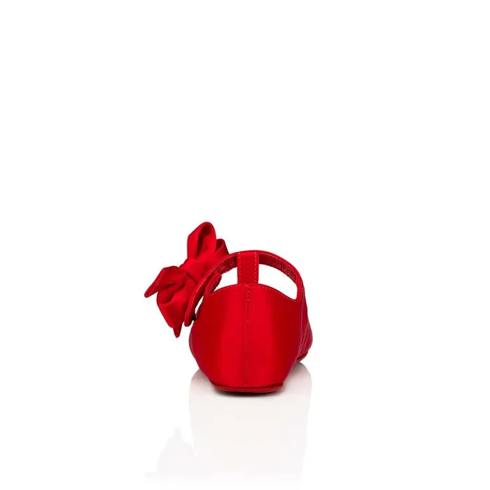 Kids Lou Babe Ballerinas 8211 Crepe Satin 8211 Loubi Red Christian Louboutin Girls
