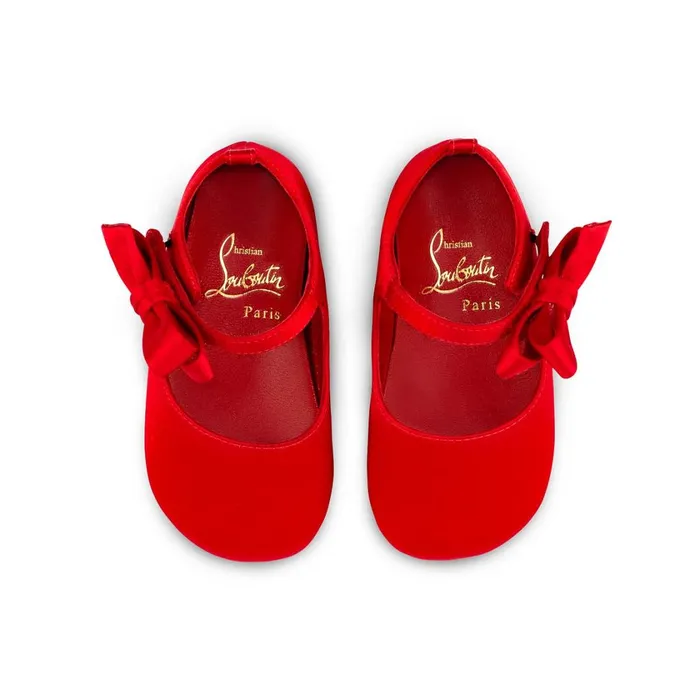 Kids Lou Babe Ballerinas 8211 Crepe Satin 8211 Loubi Red Christian Louboutin Girls