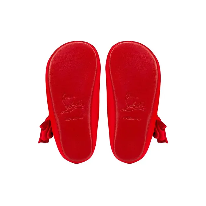 Kids Lou Babe Ballerinas 8211 Crepe Satin 8211 Loubi Red Christian Louboutin Girls