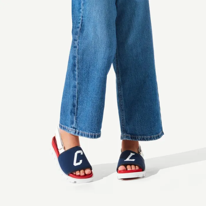 Kids Louloubibi Sandals 8211 Neoprene And Calf Leather 8211 Navy Blue Christian Louboutin Sandals