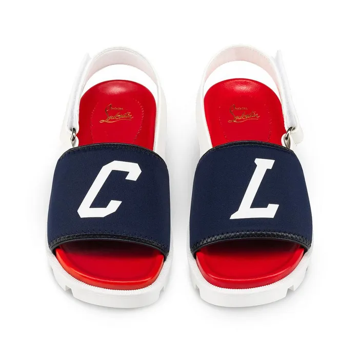 Kids Louloubibi Sandals 8211 Neoprene And Calf Leather 8211 Navy Blue Christian Louboutin Sandals