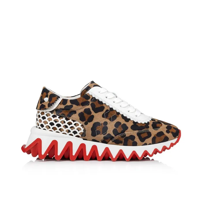 Kids Mini Shark Sneakers 8211 Crepe Satin Pony Leo 8211 Brown Brown Christian Louboutin Sneakers