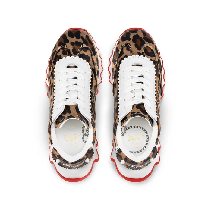 Kids Mini Shark Sneakers 8211 Crepe Satin Pony Leo 8211 Brown Brown Christian Louboutin Sneakers