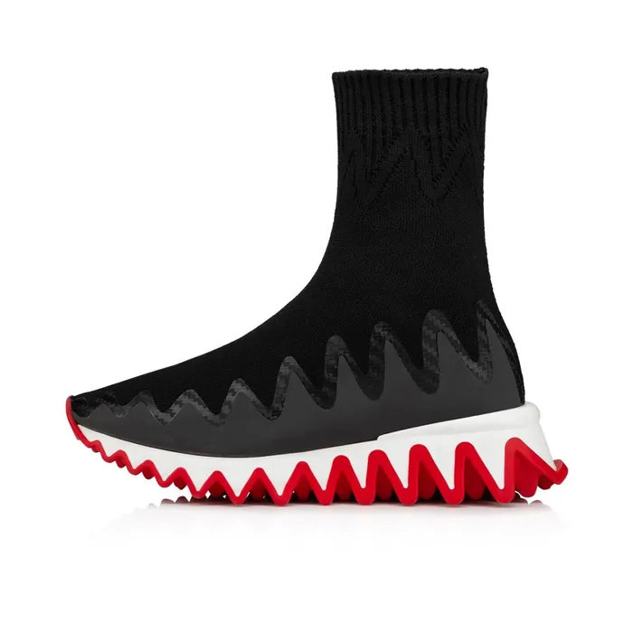 Kids Mini Sharky Sock Sneakers 8211 Mesh 8211 Black Black Christian Louboutin Sneakers