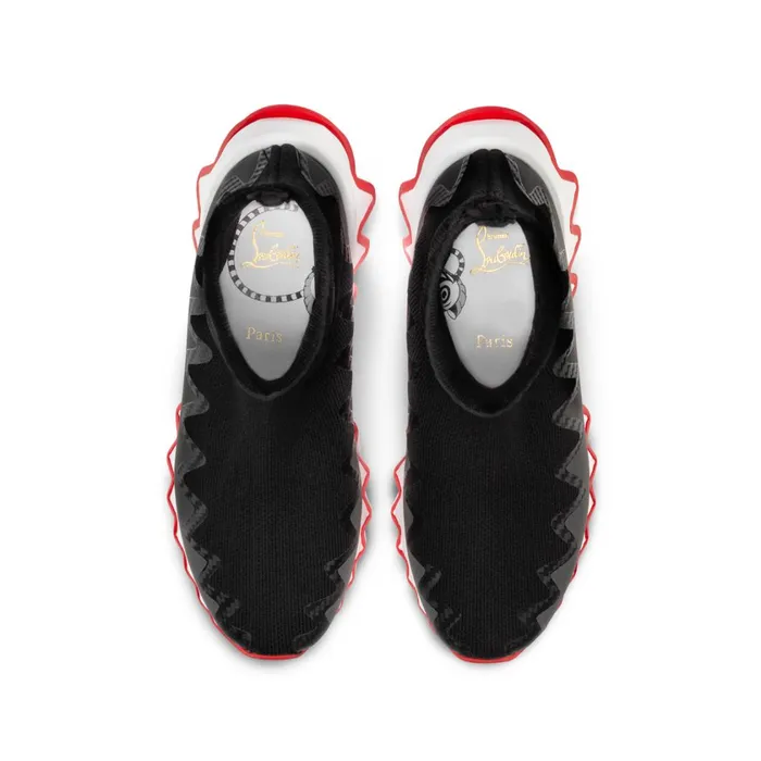 Kids Mini Sharky Sock Sneakers 8211 Mesh 8211 Black Black Christian Louboutin Sneakers