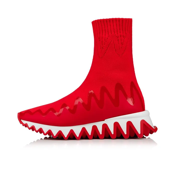 Kids Mini Sharky Sock Sneakers 8211 Mesh 8211 Loubi Red Christian Louboutin Sneakers