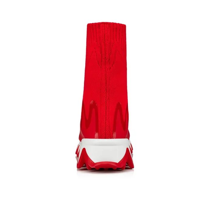 Kids Mini Sharky Sock Sneakers 8211 Mesh 8211 Loubi Red Christian Louboutin Sneakers