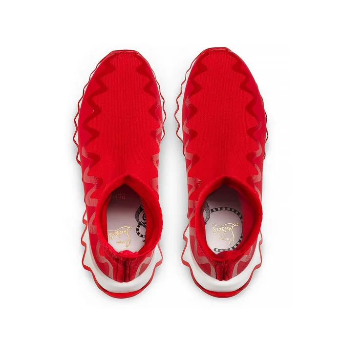 Kids Mini Sharky Sock Sneakers 8211 Mesh 8211 Loubi Red Christian Louboutin Sneakers