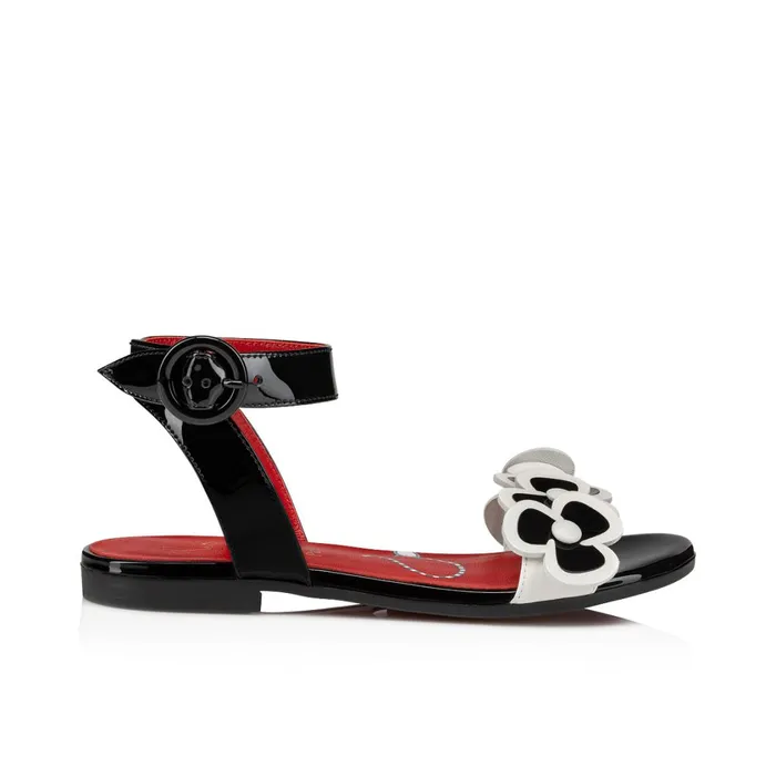 Kids Pensatoi Sandals 8211 Patent Calf Leather And Nappa Leather 8211 Black Black Christian Louboutin Sandals