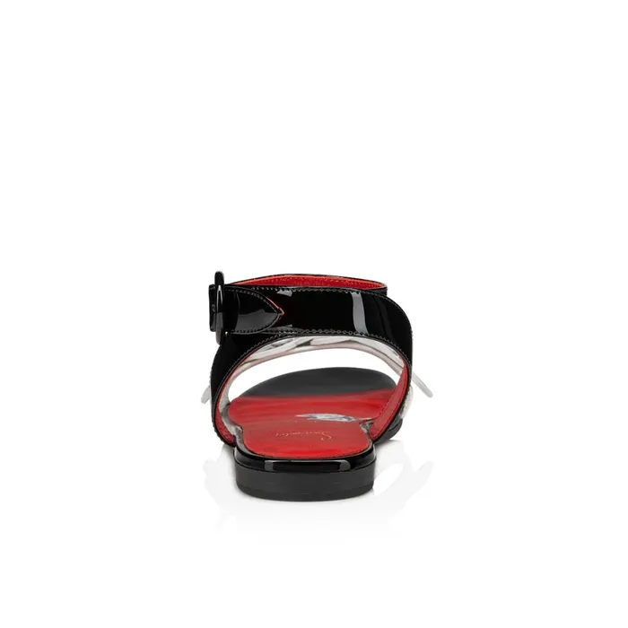 Kids Pensatoi Sandals 8211 Patent Calf Leather And Nappa Leather 8211 Black Black Christian Louboutin Sandals