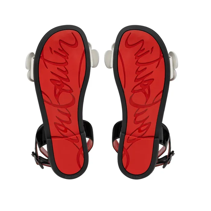 Kids Pensatoi Sandals 8211 Patent Calf Leather And Nappa Leather 8211 Black Black Christian Louboutin Sandals
