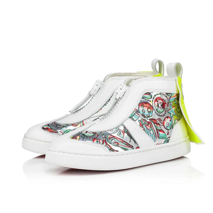 Kids Super Loubi Hightop Sneakers 8211 Calf Leather And Leather Spacy Loubi Print 8211 Yellow Yellow Christian Louboutin Sneakers Kids Super Loubi Hightop Sneakers 8211 Calf Leather And Leather Spacy Loubi Print 8211 Yellow Yellow Christian Louboutin Sneakers